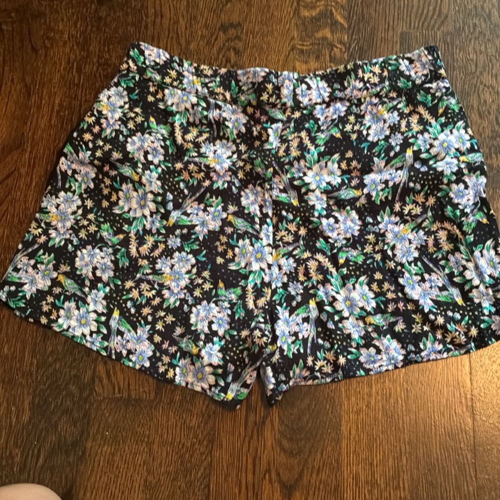 Anthropologie Lightweight Black Floral Shorts